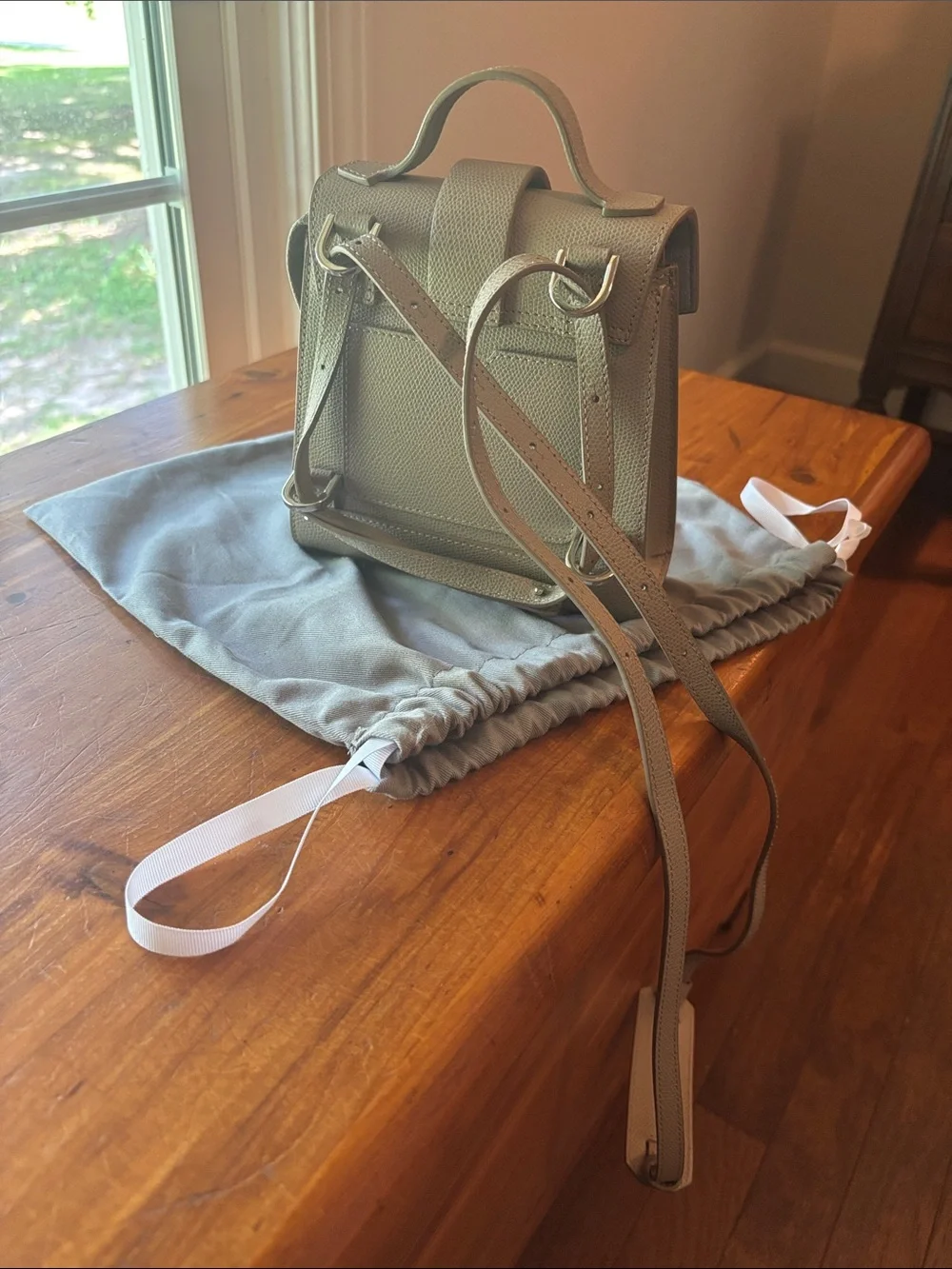 Senreve Pebbled Taupe Mini Satchel Backpack